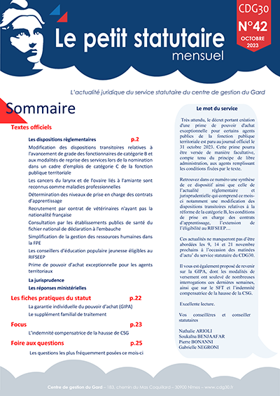 Le petit statutaire - Octobre 2023