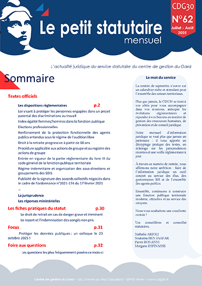 Le petit statutaire Juillet Août 2025